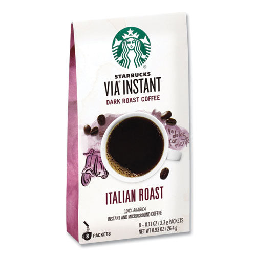 Image of Starbucks® VIA Ready Brew Coffee, 0.11 oz, Italian Roast, 8/Pack, 12 Packs/Carton