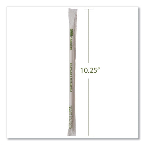 Image of Eco-Products® Renewable and Compostable PHA Straws, 10.25", Natural White, 1,250/Carton