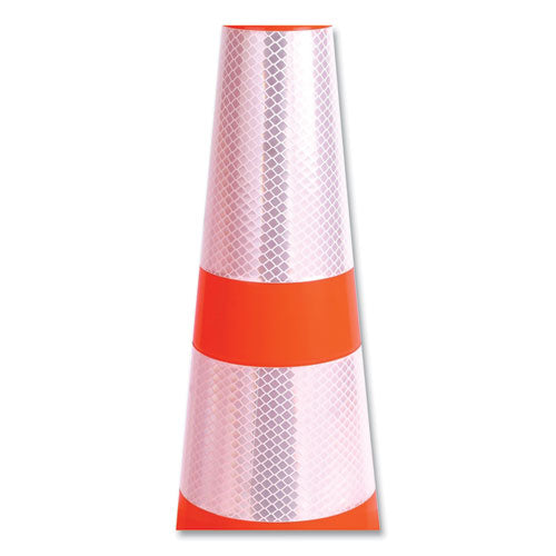 Image of Tatco Traffic Cone, 10.75 x 10.75 x 28, Orange/Silver/Black