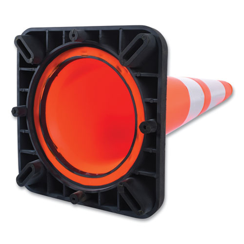 Image of Tatco Traffic Cone, 10.75 x 10.75 x 28, Orange/Silver/Black