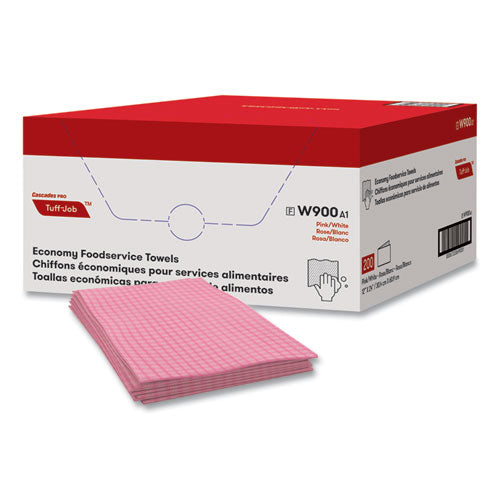 Image of Cascades PRO Tuff-Job Foodservice Towels, 12 x 24, Pink/White, 200/Carton