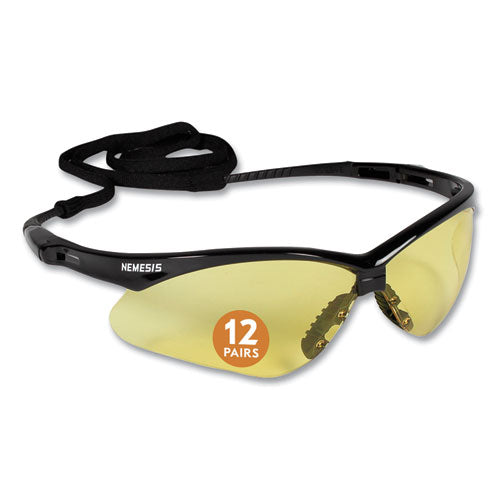 Image of KleenGuard Nemesis Safety Glasses, Black Frame, Amber Lens