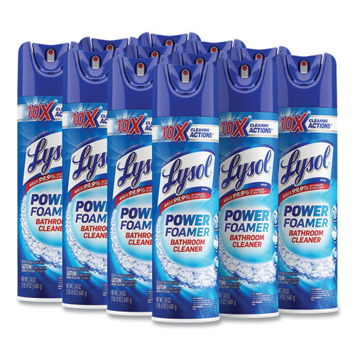 Image of LYSOL® Brand Power Foam Bathroom Cleaner, 24 Oz Aerosol Spray, 12/carton