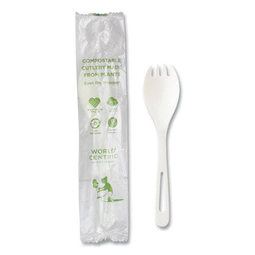 Image of World Centric® TPLA Compostable Cutlery, Spork, Plastic, White, 750/Carton