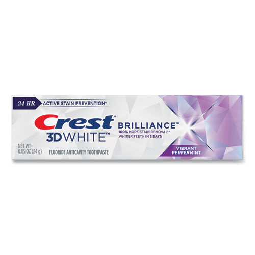 Image of Crest® 3D White Brilliance Advanced Whitening Technology + Advanced Stain Protection Toothpaste, 0.85 oz Tube, 72/Carton