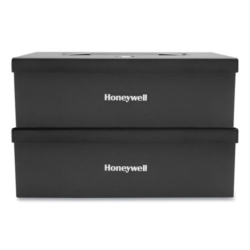 Image of Honeywell Fire Resistant Steel Security Box With Key Lock, 12.7 X 8.8 X 4.1, Black