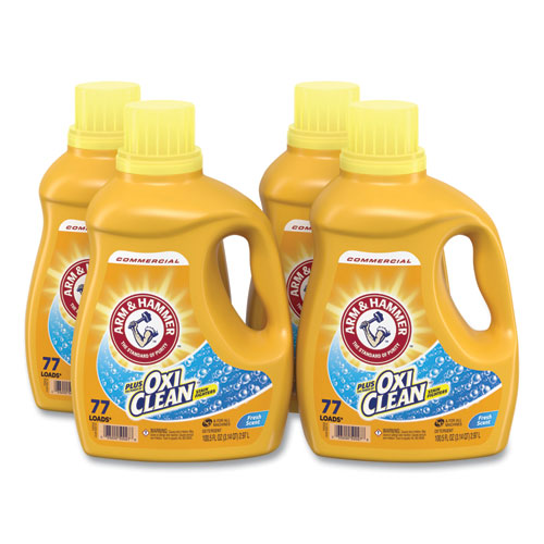 Image of Arm & Hammer OxiClean Concentrated Liquid Laundry Detergent, Fresh, 100.5 oz Bottle, 4/Carton