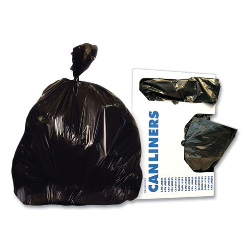 Image of Heritage Linear Low-Density Can Liners, 65 gal, 1.5 mil, 43" x 60", Black, 100/Carton