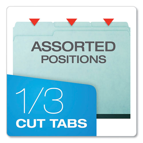 Image of Pendaflex® Pressboard Expanding File Folders, 1/3-Cut Tabs: Assorted, Letter Size, 1" Expansion, Blue, 25/Box