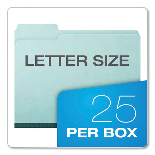 Image of Pendaflex® Pressboard Expanding File Folders, 1/3-Cut Tabs: Assorted, Letter Size, 1" Expansion, Blue, 25/Box