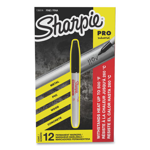 Image of Sharpie® Industrial Permanent Marker, Fine Bullet Tip, Black, Dozen