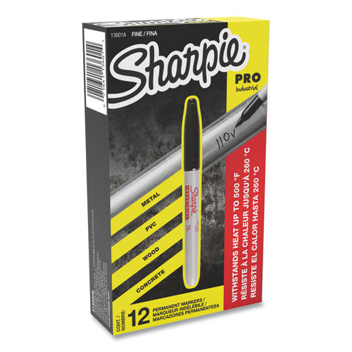 Image of Sharpie® Industrial Permanent Marker, Fine Bullet Tip, Black, Dozen