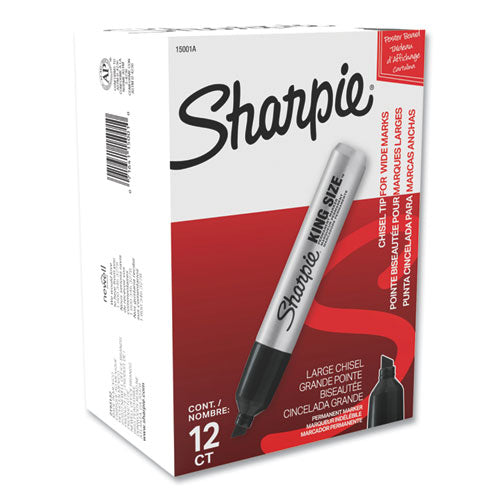 Image of Sharpie® King Size Permanent Marker, Broad Chisel Tip, Black, Dozen