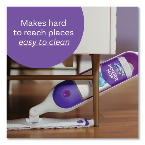 Image of Swiffer® PowerMop Starter Kit, 15.4 x 5.3 White/Purple Cloth Head, 26" Silver Aluminum Handle