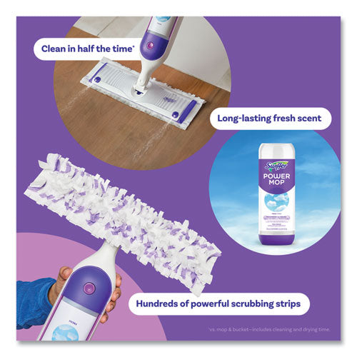 Image of Swiffer® PowerMop Starter Kit, 15.4 x 5.3 White/Purple Cloth Head, 26" Silver Aluminum Handle