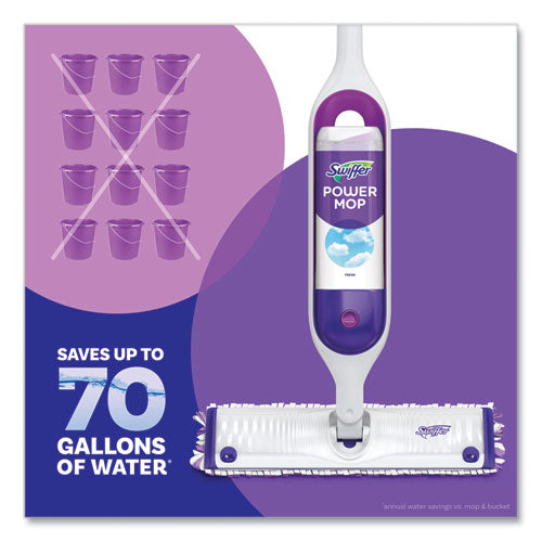 Image of Swiffer® PowerMop Starter Kit, 15.4 x 5.3 White/Purple Cloth Head, 26" Silver Aluminum Handle