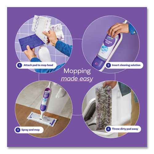 Image of Swiffer® PowerMop Starter Kit, 15.4 x 5.3 White/Purple Cloth Head, 26" Silver Aluminum Handle