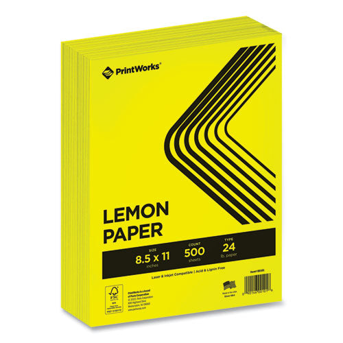 Image of PrintWorks® Professional Color Paper, 24 lb Text Weight, 8.5 x 11, Lemon Yellow, 500/Ream