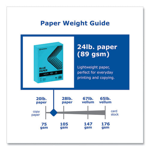 Image of PrintWorks® Professional Color Paper, 24 lb Text Weight, 8.5 x 11, Blue, 500/Ream