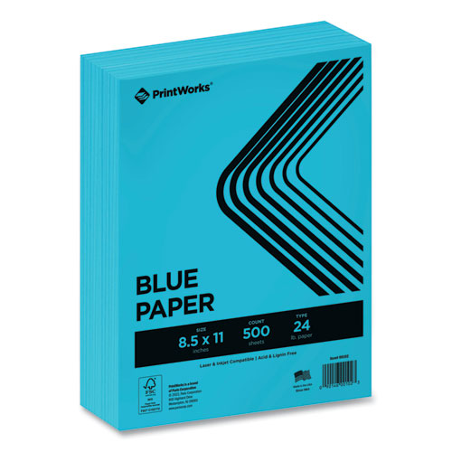 Image of PrintWorks® Professional Color Paper, 24 lb Text Weight, 8.5 x 11, Blue, 500/Ream