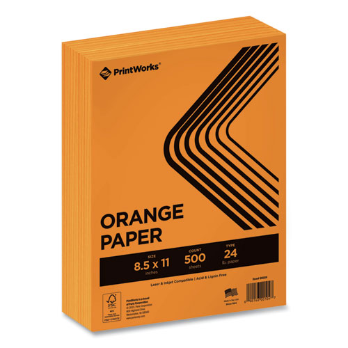 Image of PrintWorks® Professional Color Paper, 24 lb Text Weight, 8.5 x 11, Orange, 500/Ream