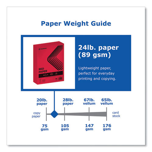 Image of PrintWorks® Professional Color Paper, 24 lb Text Weight, 8.5 x 11, Red, 500/Ream