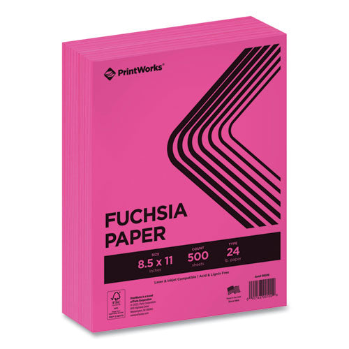 Image of PrintWorks® Professional Color Paper, 24 lb Text Weight, 8.5 x 11, Fuchsia, 500/Ream