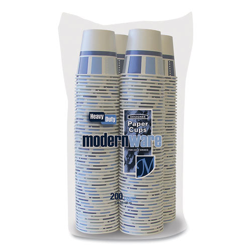 Image of AJM Packaging Corporation Heavy Duty Cold Cups, 3 oz, Paper, Modernware Design, 2,400/Carton