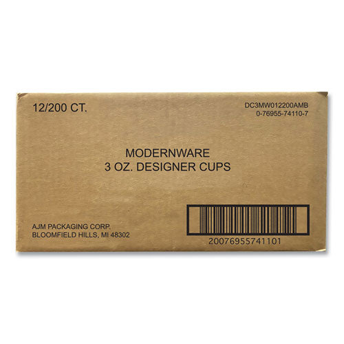 Image of AJM Packaging Corporation Heavy Duty Cold Cups, 3 oz, Paper, Modernware Design, 2,400/Carton