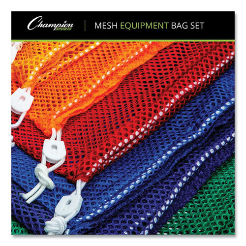 Image of Champion Sports Heavy-Duty Mesh Bag, 12" X 18", Gold, Green, Orange, Purple, Royal Blue, Scarlet Red, 6/set