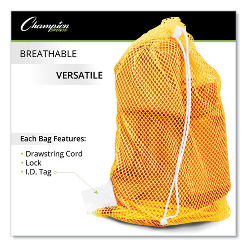 Image of Champion Sports Heavy-Duty Mesh Bag, 12" X 18", Gold, Green, Orange, Purple, Royal Blue, Scarlet Red, 6/set