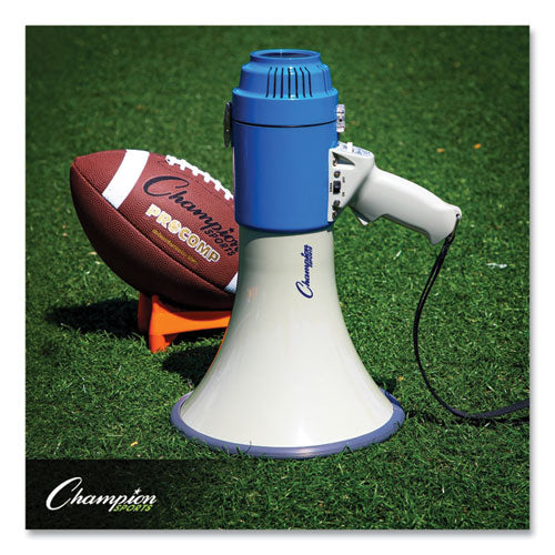 Image of Champion Sports Megaphone, 12 W to 25 W, 1,000 yds Range, White/Blue