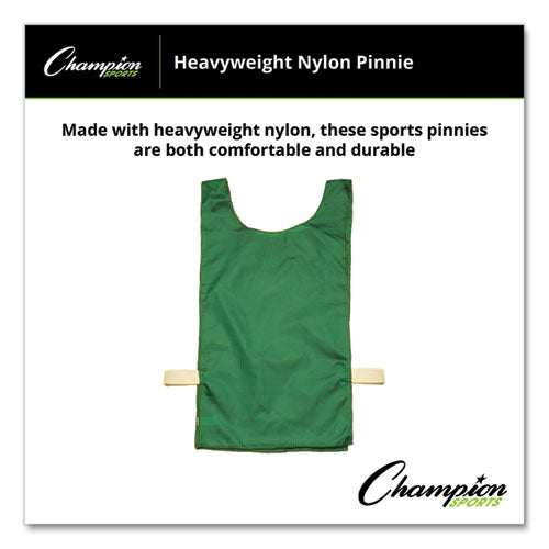 Image of Champion Sports Heavyweight Pinnies, Nylon, One Size, Green, 1/Dozen