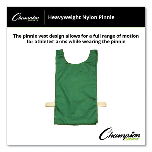 Image of Champion Sports Heavyweight Pinnies, Nylon, One Size, Green, 1/Dozen