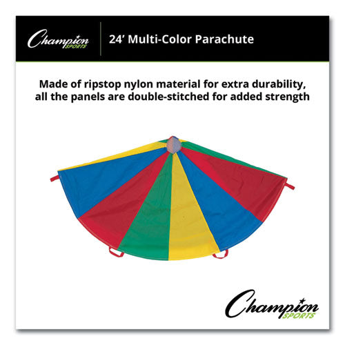 Image of Champion Sports Nylon Multicolor Parachute, 24 Ft Dia, 20 Handles