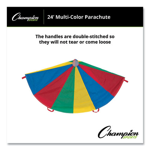 Image of Champion Sports Nylon Multicolor Parachute, 24 Ft Dia, 20 Handles