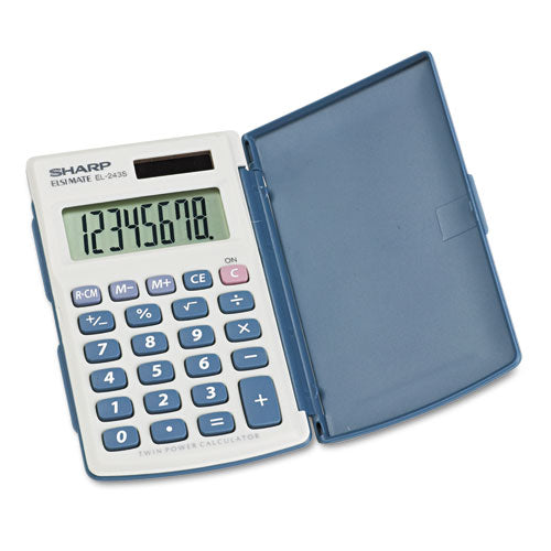Image of Sharp® El-243sb Solar Pocket Calculator, 8-Digit Lcd
