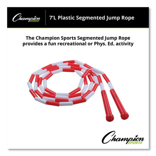 Image of Champion Sports Segmented Plastic Jump Rope, 7 Ft, Red/white