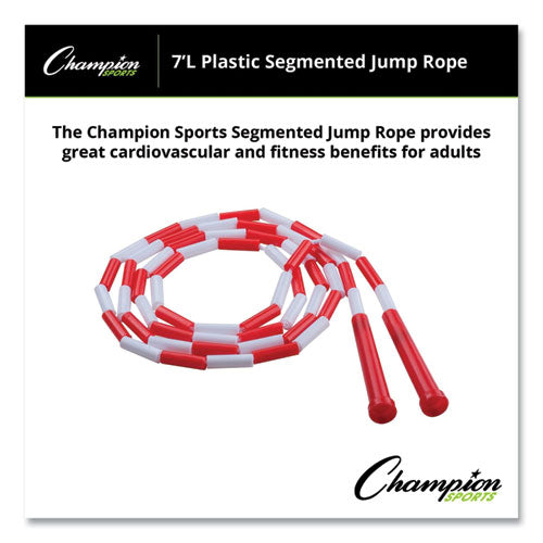 Image of Champion Sports Segmented Plastic Jump Rope, 7 Ft, Red/white