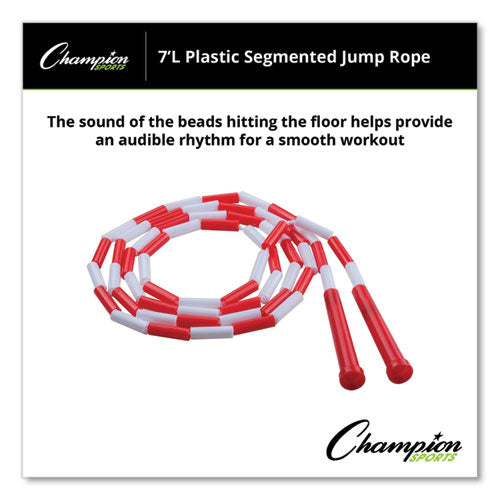 Image of Champion Sports Segmented Plastic Jump Rope, 7 Ft, Red/white