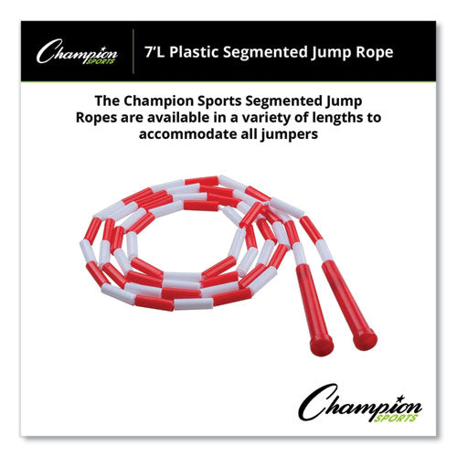 Image of Champion Sports Segmented Plastic Jump Rope, 7 Ft, Red/white