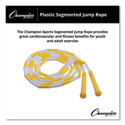 Image of Champion Sports Segmented Plastic Jump Rope, 8 ft, Yellow/White