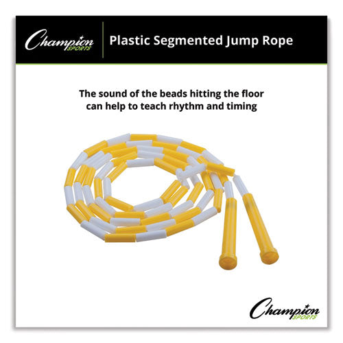 Image of Champion Sports Segmented Plastic Jump Rope, 8 ft, Yellow/White