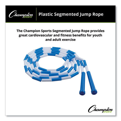 Image of Champion Sports Segmented Plastic Jump Rope, 9 ft, Blue/White