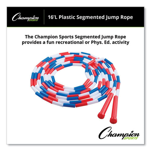 Image of Champion Sports Segmented Plastic Jump Rope, 16 Ft, Red/blue/white