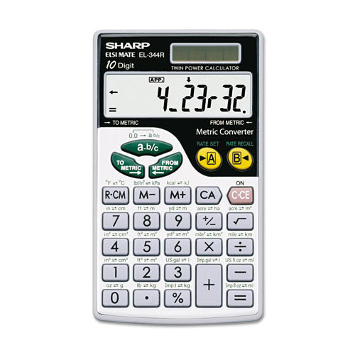 Image of Sharp® El344rb Metric Conversion Wallet Calculator, 10-Digit Lcd