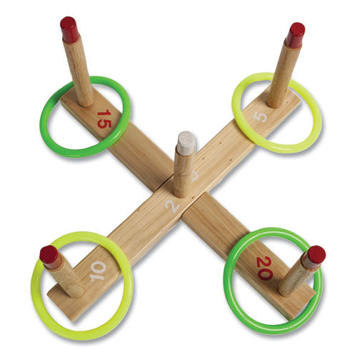 Image of Champion Sports Ring Toss Set, Plastic/wood, Assorted Colors, 5 Pegs, 4 Rings
