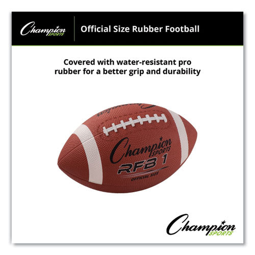 Image of Champion Sports Rubber Sports Ball, Football, Official NFL, No. 9 Size, Brown