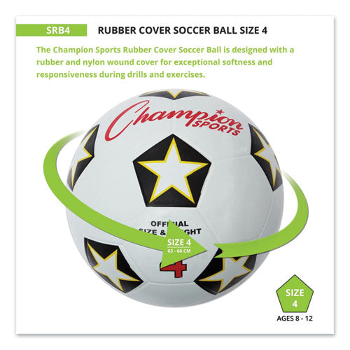 Image of Champion Sports Rubber Sports Ball, For Soccer, No. 4 Size, White/black