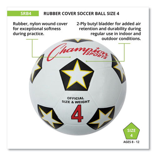 Image of Champion Sports Rubber Sports Ball, For Soccer, No. 4 Size, White/black